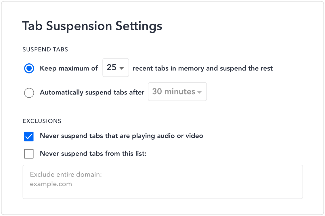 Auto-suspend tabs